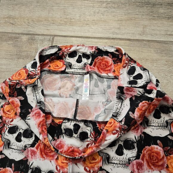 LuLaRoe Skulls and Roses Leggings Women's Yoga Soft Stretch Deadhead 12 to 18 - Picture 6 of 8